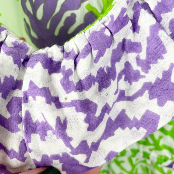 Gretchen Scott Designs Women's Ruffle Neck Dress Purple Green Reef Print Medium - Picture 5 of 7